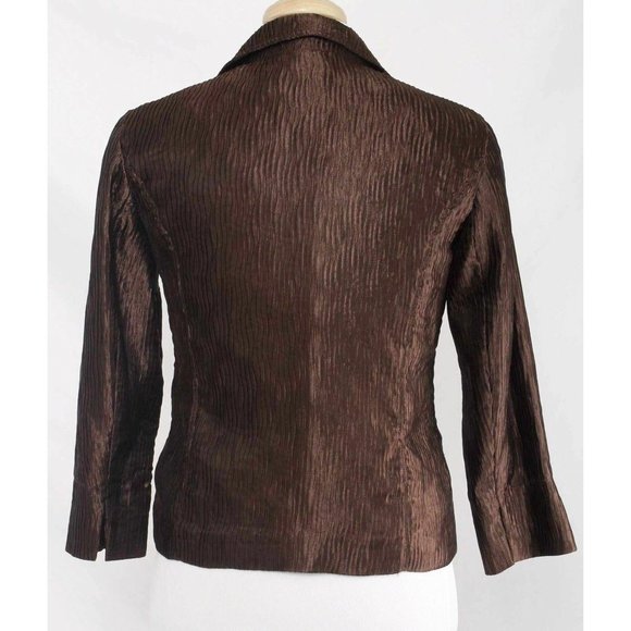 CHICO'S Brown Knife Pleat Textured Button Women's Blazer Chico's 1 - Picture 3 of 6